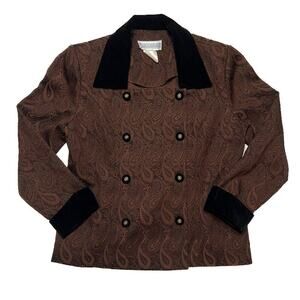 Jessica Howard Vintage 90s Blazer Brown Paisley Square Neck Women's 14 Mob Wife